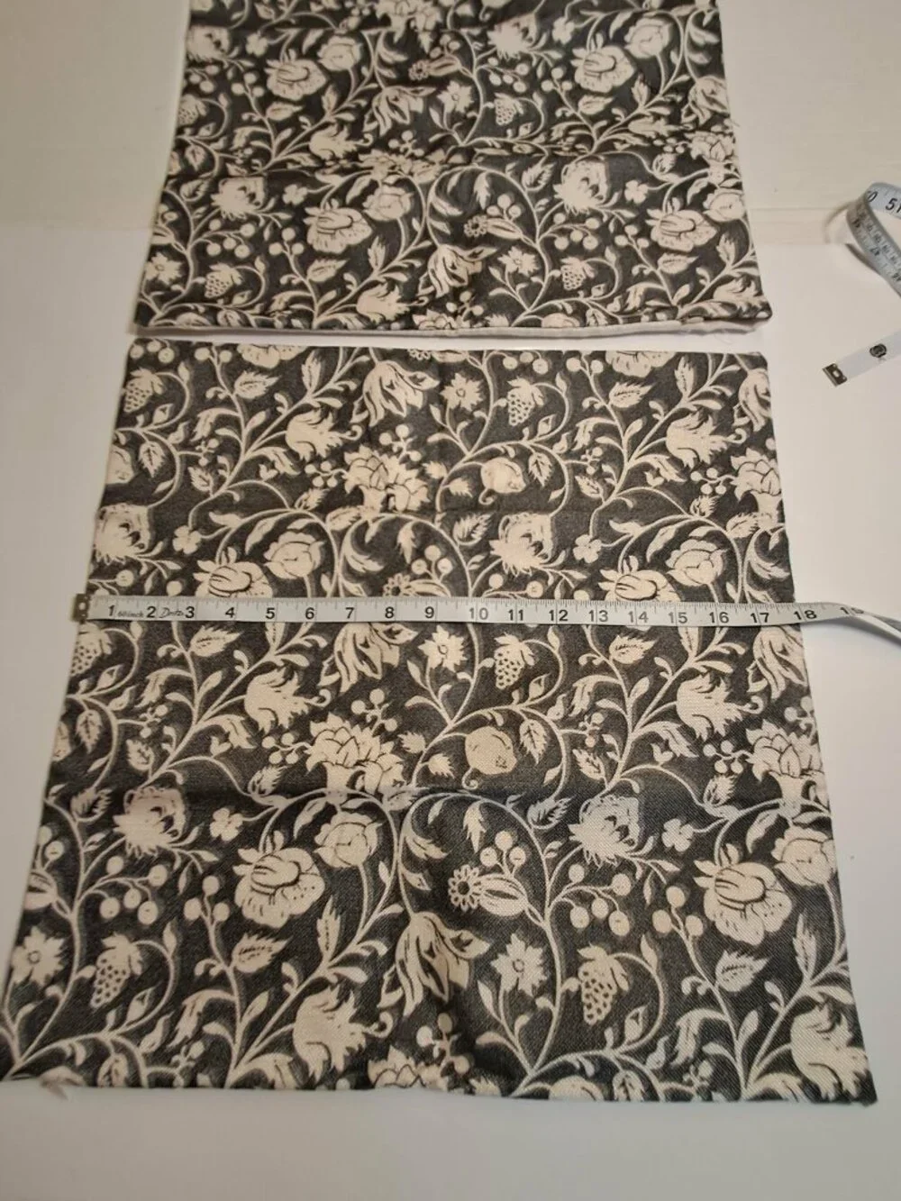 Set of 2 Floral Pillow Covers Gray Ivory 18x18